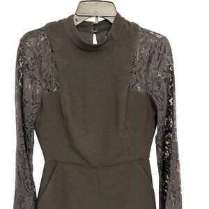 BCBG Women's Lace Sleeve Romper w pockets, Black, Size 4 EUC